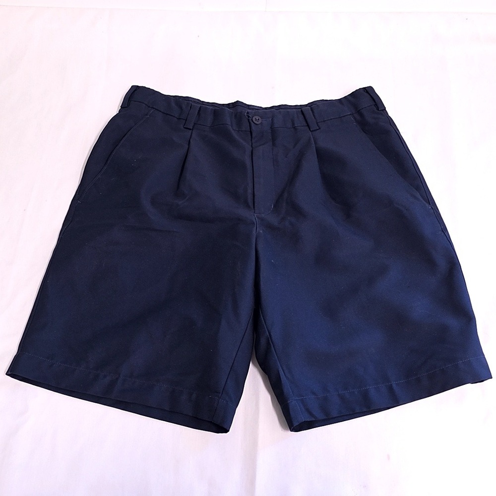 Nike Golf Shorts Men 34 Navy Blue Pleated FIT DRY Performance Golfing Sporty